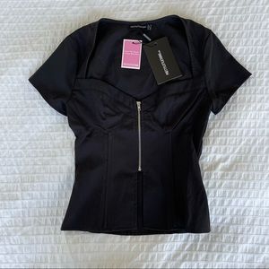 NWT Pretty Little Thing zipper front top